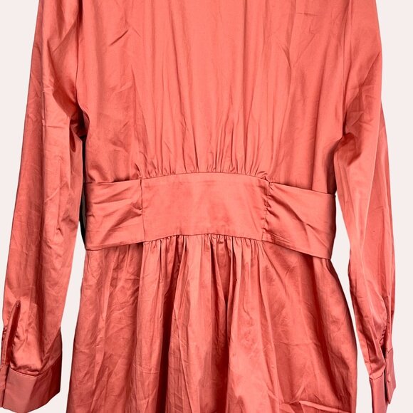 NWT Shirt Dress Eva Mendes NY&C Size XXL Coral Belted Button-Front Cotton Blend - Picture 10 of 16